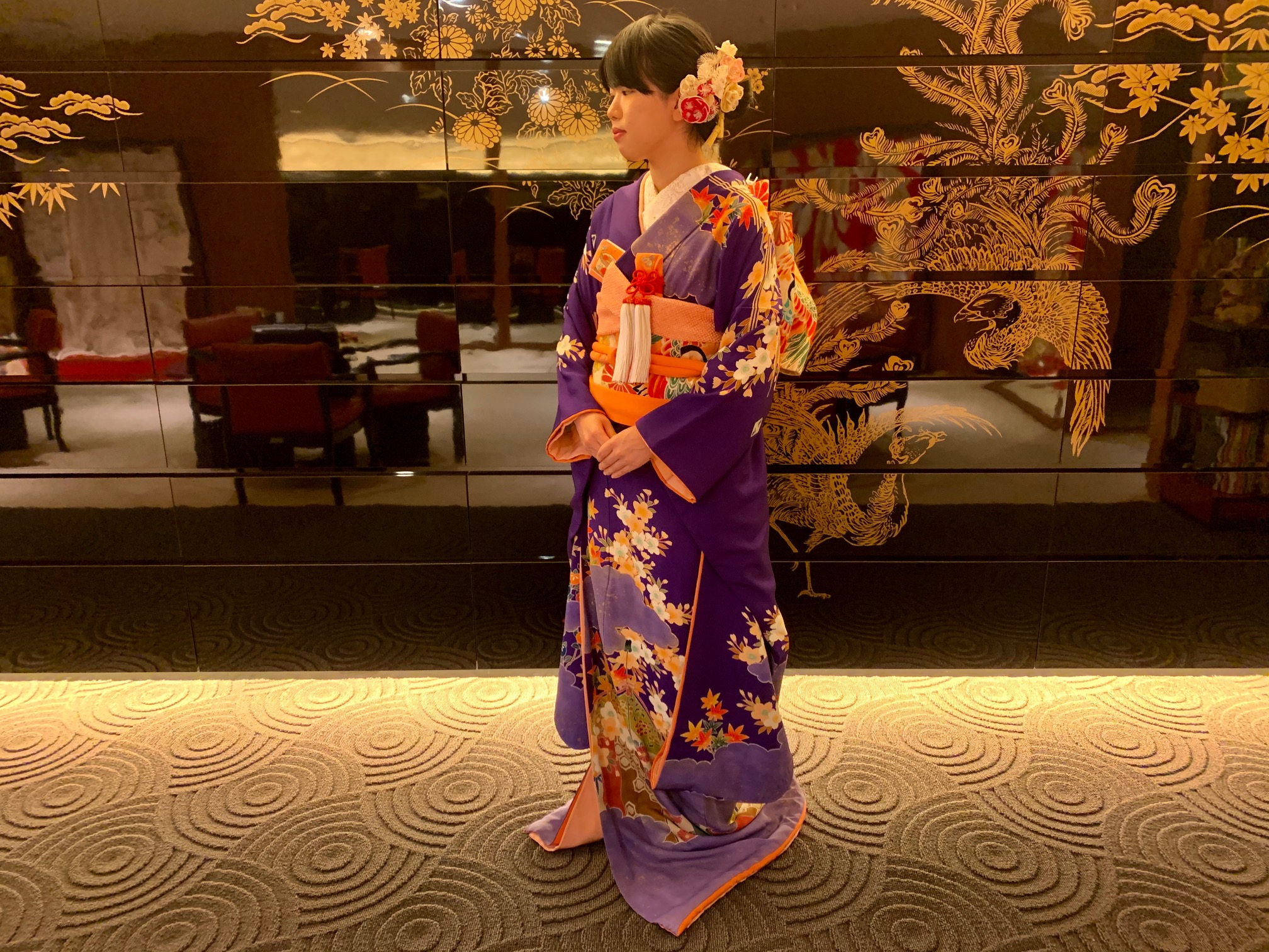 引振袖】家紋入り紫桜雲取り | 【京鐘 想い出結婚式】京都・東京の和婚 