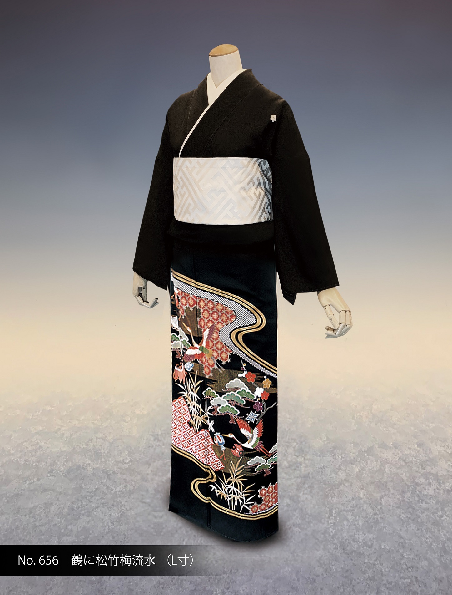 鶴に松竹梅流水（L寸）