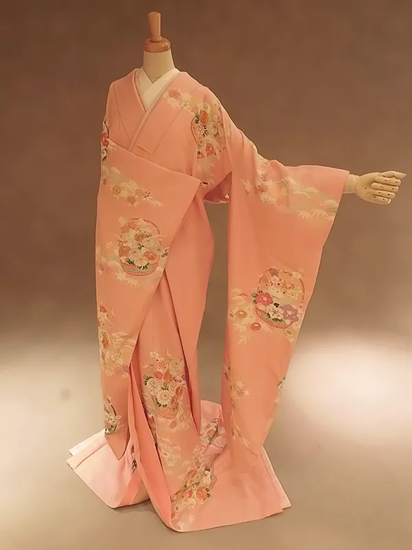 ピンク花籠松竹梅