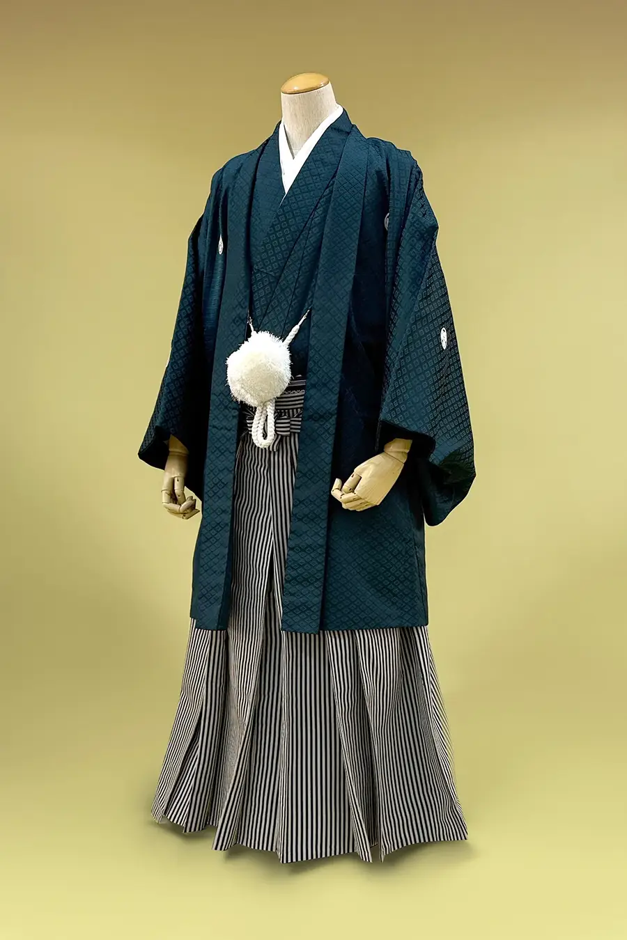 グリーン菱紋付・黒白袴