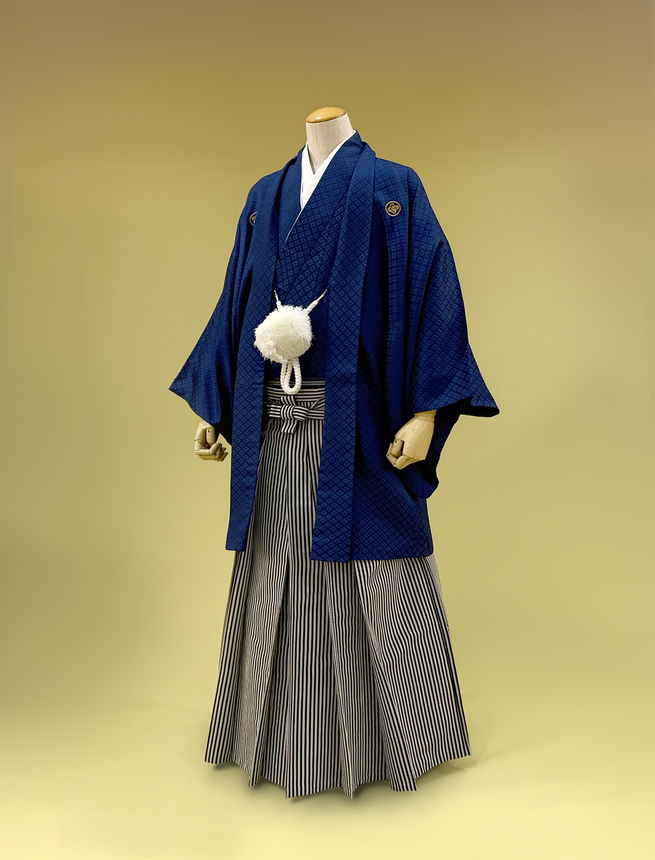 紺菱紋付・黒白袴